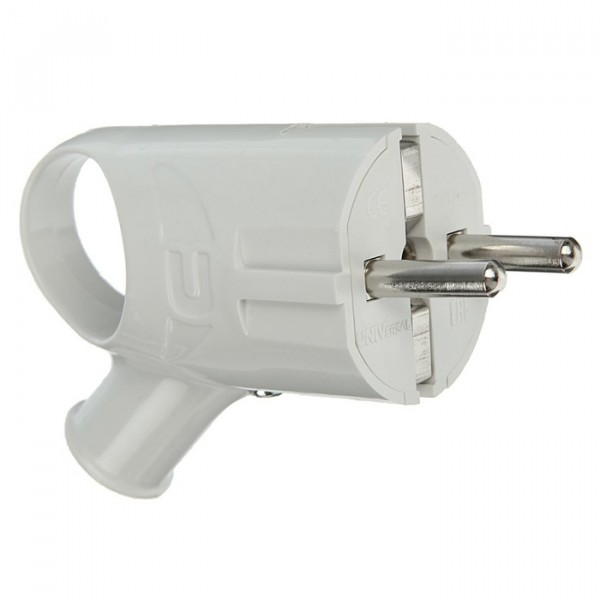 Фото Вилка электрическая с/з 16а с ушком белая универсал а112