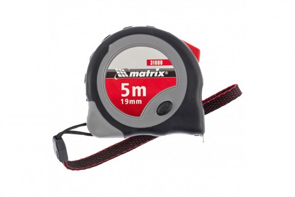 Фото Рулетка 5м 19мм плавная фиксация обрезиненный корпус matrix 31088