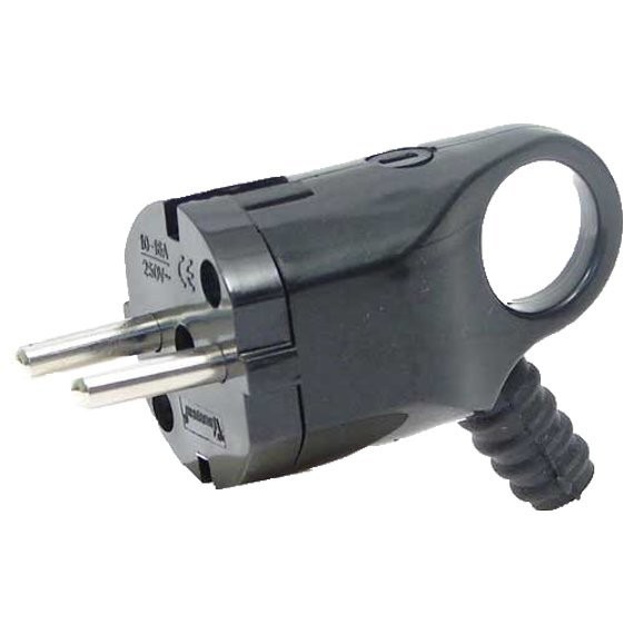 Фото Вилка электрическая с/з 16а с ушком черная универсал а0112