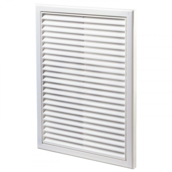 Фото Решетка вентиляционная пвх 299*221мм (фланец 283*205мм) белая, моск.сетка, mb 160 с, вентс