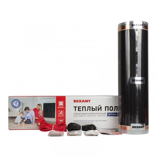 

теплый пол пленочный rexant optima 150 11м2/0,5*22м/1650вт