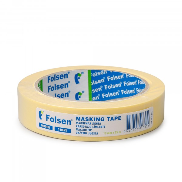 

лента малярная folsen, желтая, 19мм х 35м 19х35