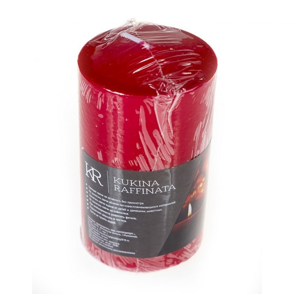 Фото Свеча-столбик kukina raffinata лакированная красный глянец 56*120мм 300096