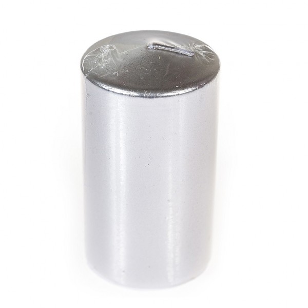 Фото Свеча-столбик kukina raffinata лакированная серебро глянец 56*120мм 300097