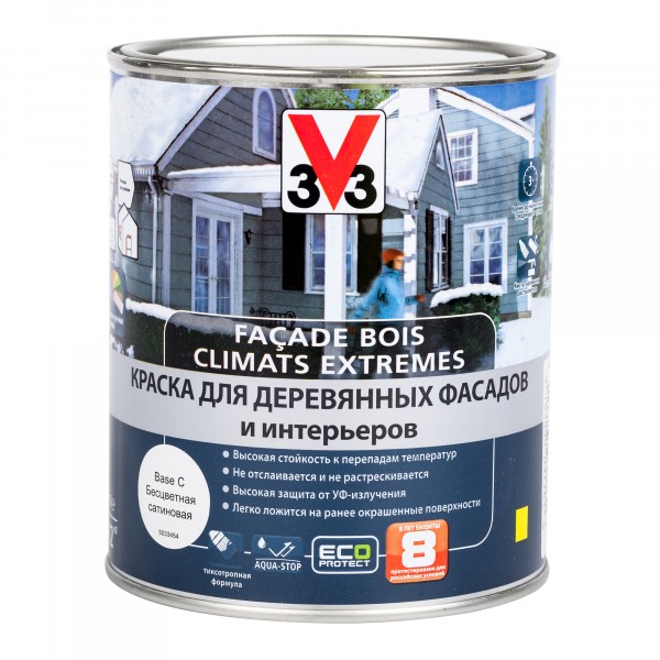 

краска для деревянных фасадов и интерьеров v33 с 1л