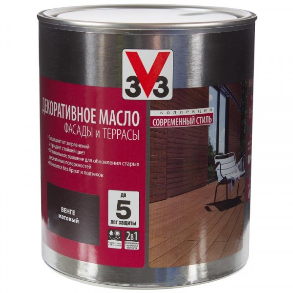 

масло декоративное для террас и фасадов v33 венге 2,5л
