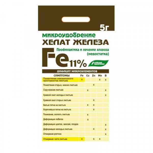 

микроудобрение хелат железа 5г