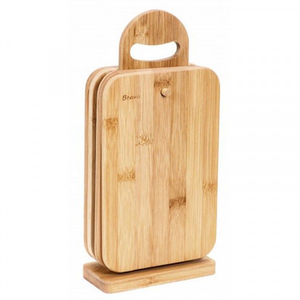 Фото Br-136 набор досок разд.на подставке 4шт. 23*15*1см, бамбук bravo