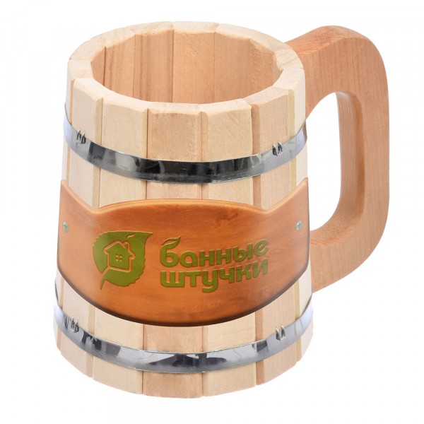Фото Кружка бондарная 0,5 л, липа банные штучки
