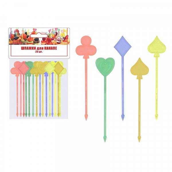 Фото Шпажки для канапе карты мультидом/multidom 20шт 90мм мг76-66