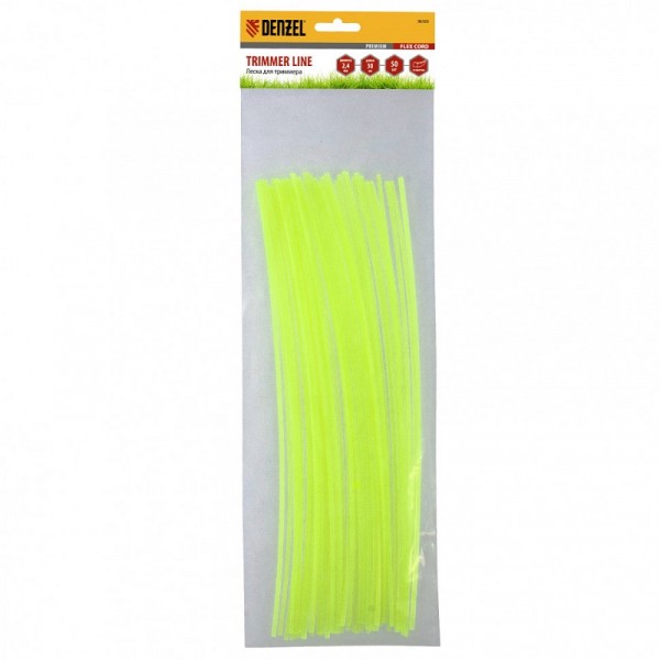 Фото Леска для триммера 2.4 (0.3м) квадрат нарезанный 50шт flex cord, denzel 96103