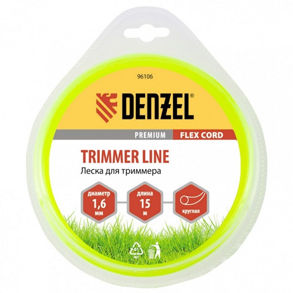 Фото Леска для триммера 1.6 (15м) круглая flex cord, denzel 96106