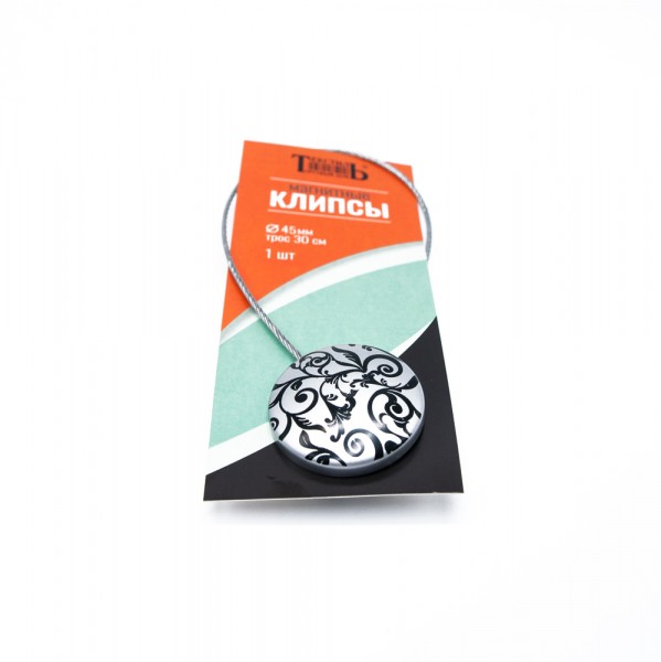 Фото Магнитные клипсы d45 с тросом 30 см серебро