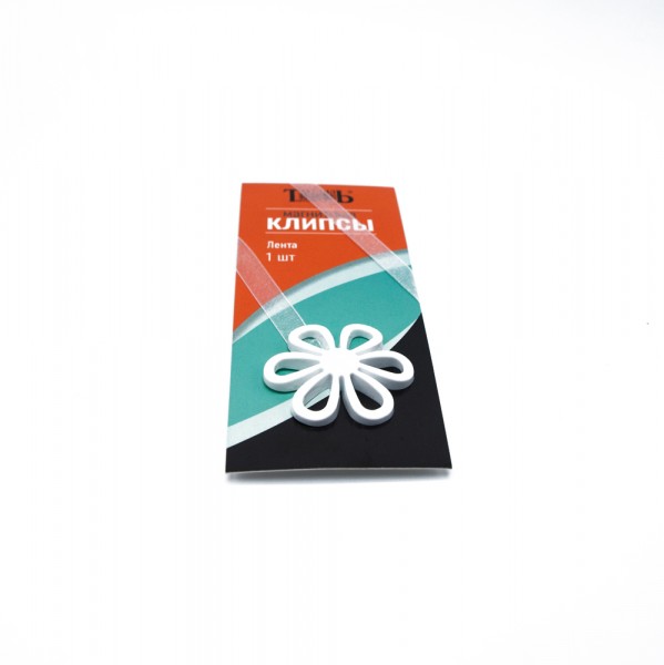 Фото Магнитные клипсы ромашка с лентой белый