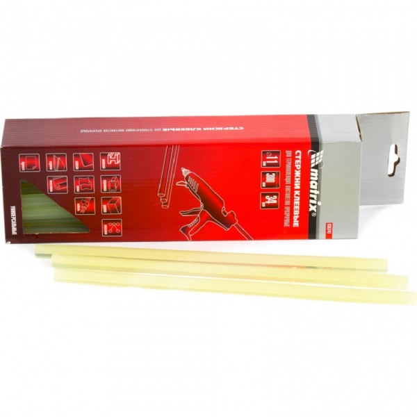 

термоклей 11мм*355см /34шт/ белый, matrix 930742
