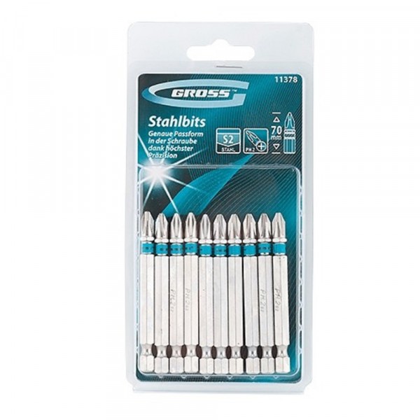 Фото Набор бит 10шт. ph2 70мм, gross 11378