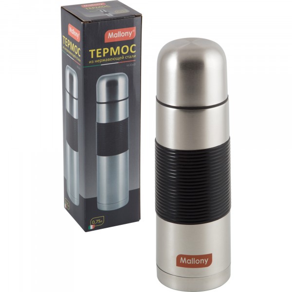 Фото Термос 0,75л nuovo mallony нерж.сталь с силиконовыми вставками 005233