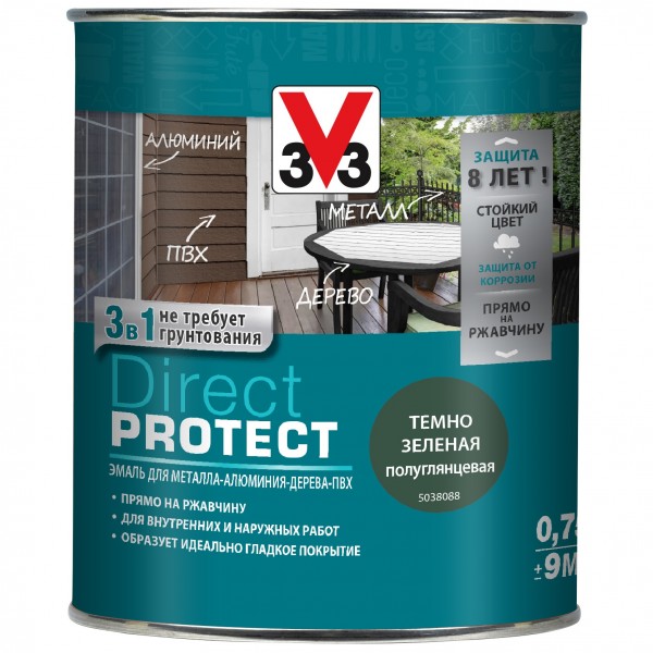 

эмаль direct protect v33 темно-зеленая, 0.75л