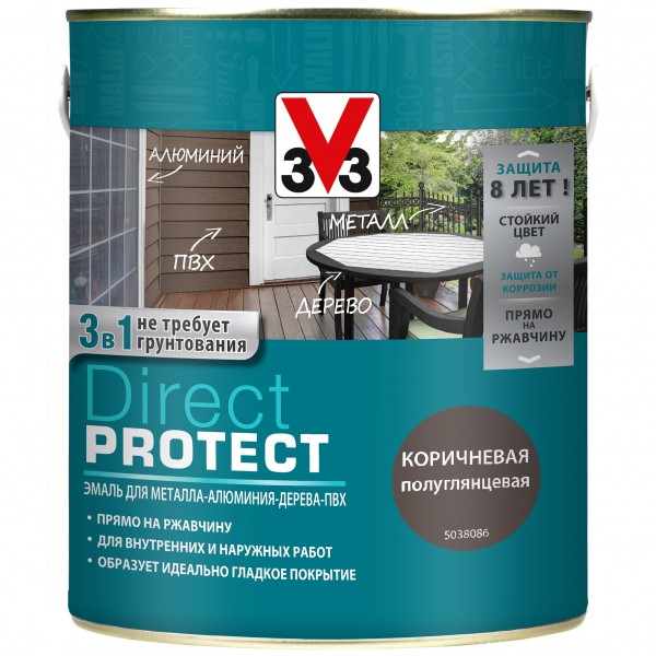 

эмаль direct protect v33 коричневая, 2.5л
