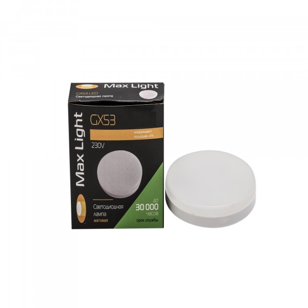 

лампа светодиодная maxlight glass gx53 led 6w 3000k