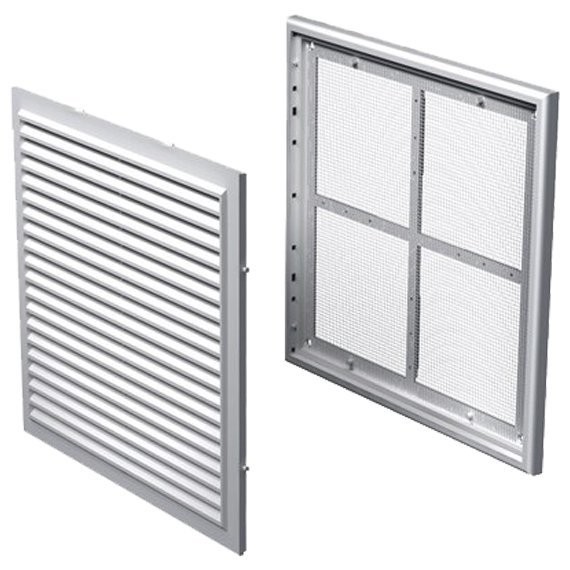 Фото Решетка вентиляционная пвх 250*250мм (фланец 214*214мм) белая, моск.сетка, mb 250 с, вентс