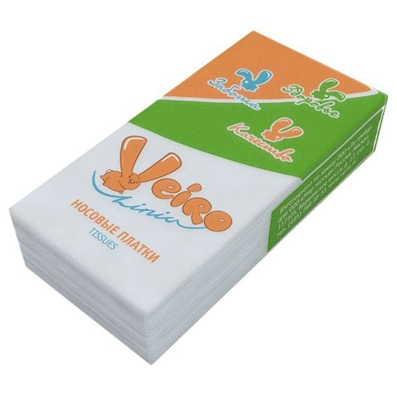 Фото Платочки носовые linia veiro 2-х сл.без аромата, с клипсом