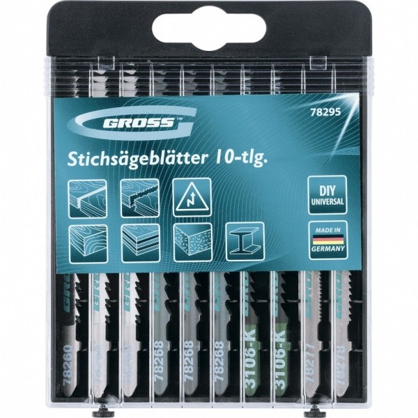 Фото Набор полотен для электролобзика универсальный, 10шт., diy, пластиковый кейс gross 78295