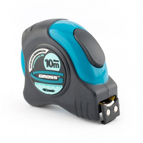 Фото Рулетка schlagfest 10мx25мм магнитный обрезиненный зацеп автоматическая фиксация gross 31115