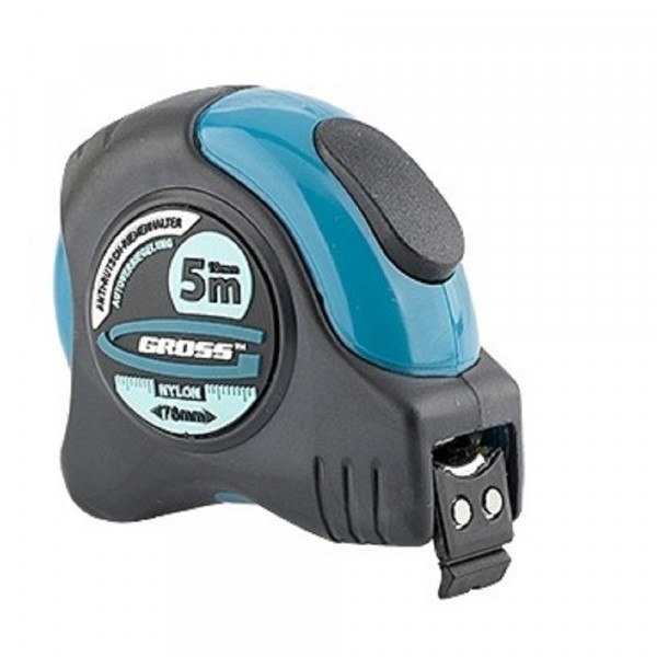 Фото Рулетка schlagfest 5мx19мм магнитный обрезиненный зацеп автоматическая фиксация gross 31112