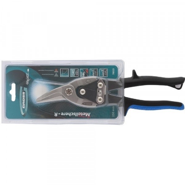 Фото Ножницы по металлу piranha 250мм прямой и правый рез сталь-сrmo двухкомпонентные рук., gross 78323