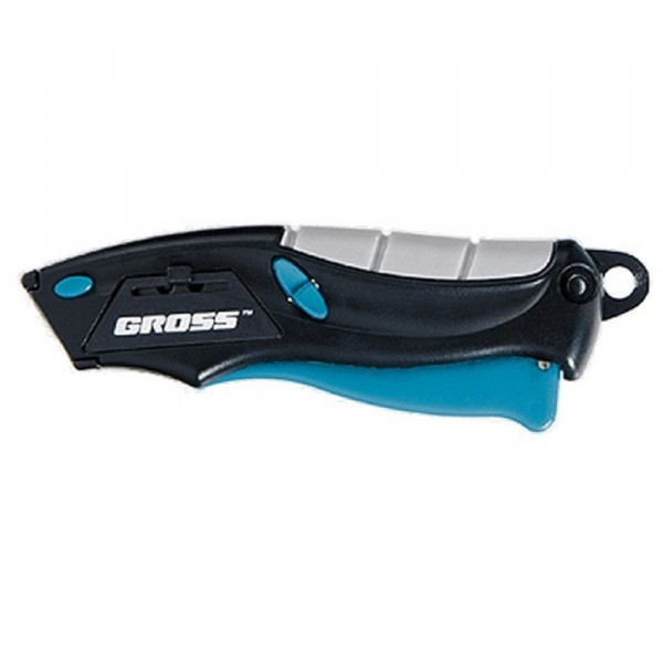 Фото Нож ремонтно-монтажный мини.трехкомп.рук.,,авто выброс/возврат лезвия,100мм, 2 з.л gross 78873