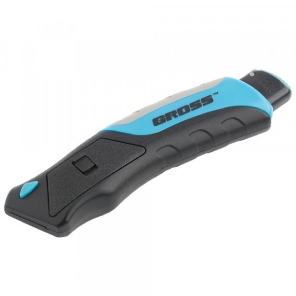 Нож,рем-монтаж,трехкомп.рук.,,кнопочный авто выброс/возврат лезвия,175 мм, 5 з.л. gross 78879