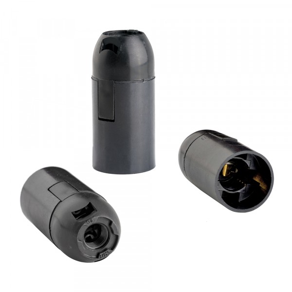 Фото Патрон e14 термост.пластик черный, подвесной гладкий, rev, 24523 0