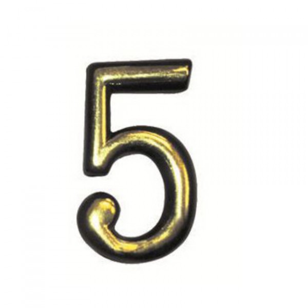 Фото Цифра 5 самоклеящаяся, цвет золото