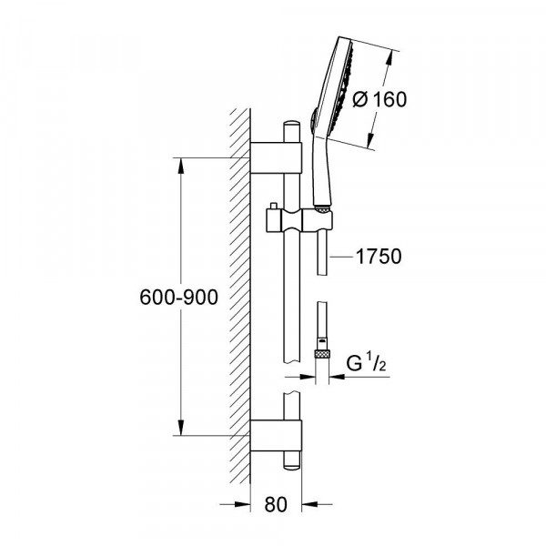 

душевой гарнитур grohe power&soul cosmopolitan 27746000