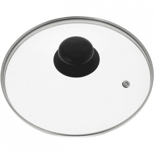 Фото К4716  крышка  16см с ручкой стеклян. метал/обод низ.