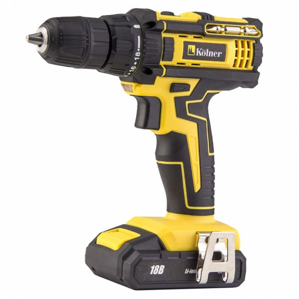 дрель аккумуляторная kolner kcd 182l li-ion18в1х15ач 2 скорости 0-400 0-1450обмин 29нм 473600₽
