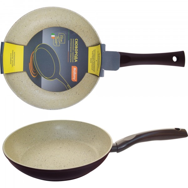 Фото Сковорода d=22см mp-22 mallony алюминиевая с мраморным антиприг-м покр-ем, индукция, штамповка 00210