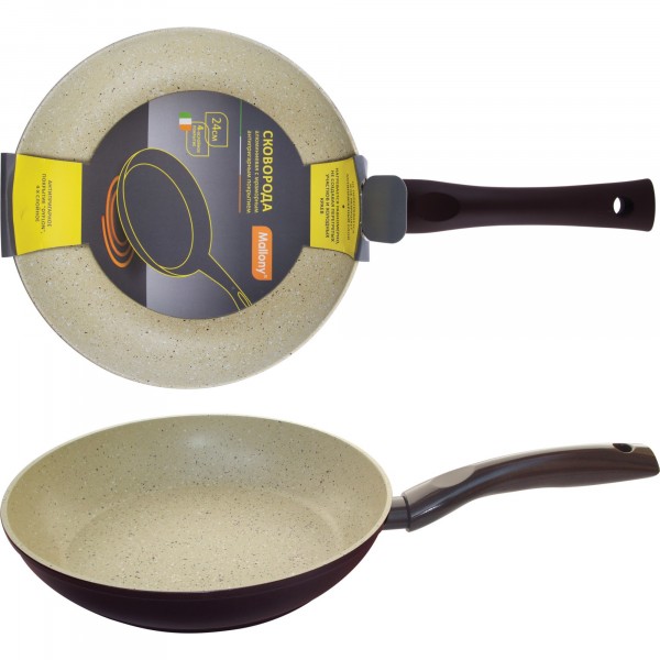 Фото Сковорода d=24см mp-24 mallony алюминиевая с мраморным антиприг-м покр-ем, индукция, штамповка 00119