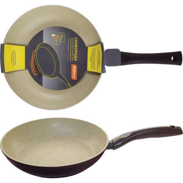 Фото Сковорода d=26см mp-26 mallony алюминиевая с мраморным антиприг-м покр-ем, индукция, штамповка 00199