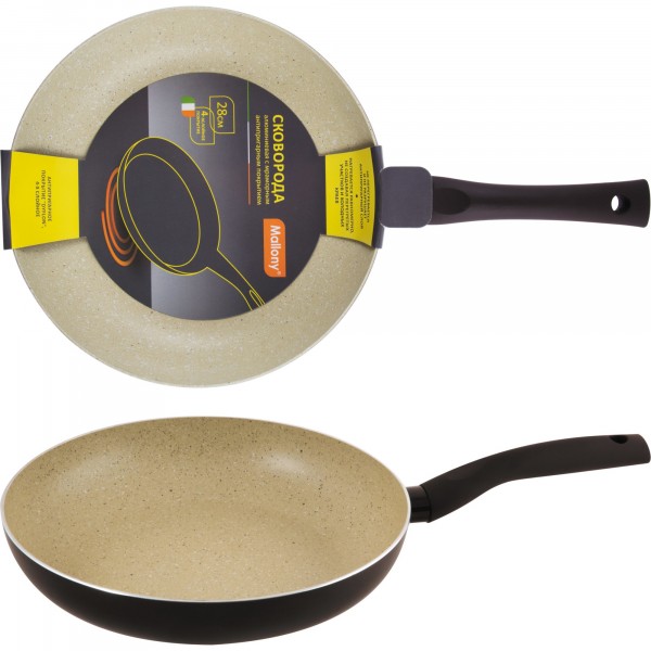 Фото Сковорода d=28см mp-28 mallony алюминиевая с мраморным антиприг-м покр-ем штамповка 001197