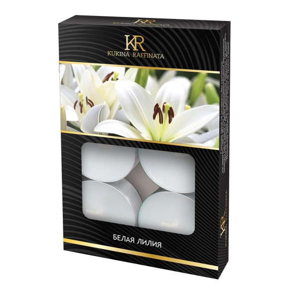 Фото Свеча ароматическая чайная малая 6шт белая лилия kukina raffinata 202803