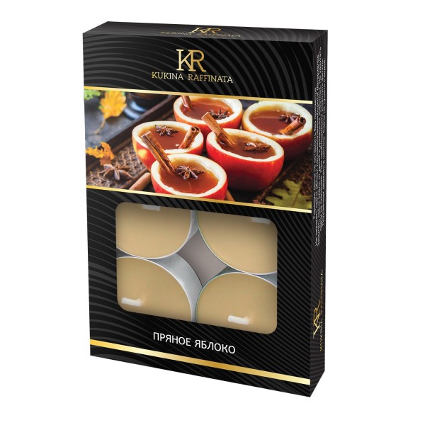 Фото Свеча ароматическая чайная малая 6шт пряное яблоко kukina raffinata 202839