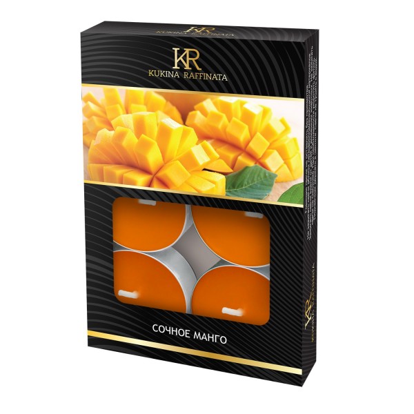 Фото Свеча ароматическая чайная малая 6шт сочное манго kukina raffinata 202848