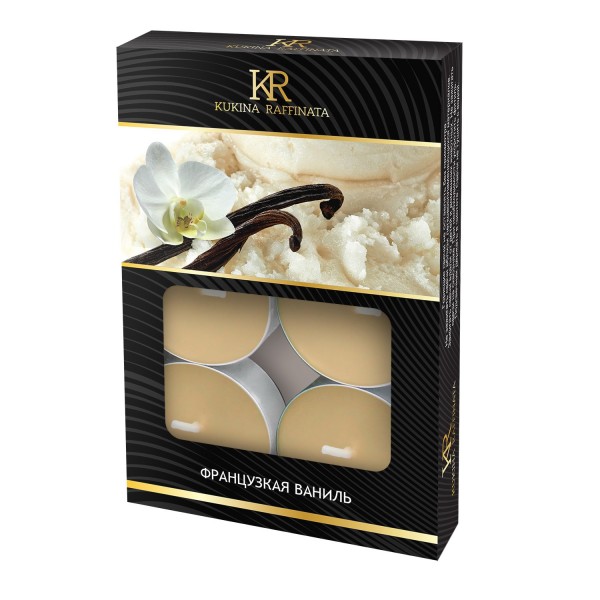 Фото Свеча ароматическая чайная малая 6шт французская ваниль kukina raffinata 202812