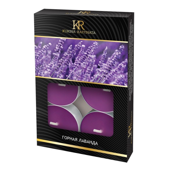 Фото Свеча ароматическая чайная малая 6шт горная лаванда kukina raffinata 202934