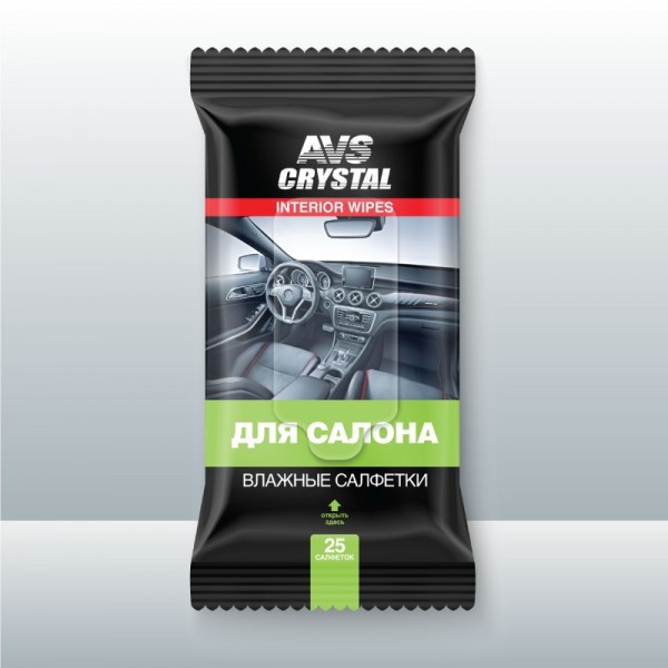Фото Салфетки для авто влажные 25шт для салона avs avk-201