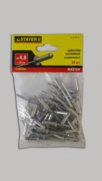 Фото Заклепки 4,8*16мм алюминиевые stayer /50шт/ 3120-48-16