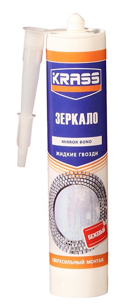 клей krass монтажный для зеркал 300мл бежевый