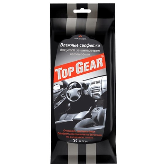 Фото Салфетки для авто влажные 30шт (для салона) top gear